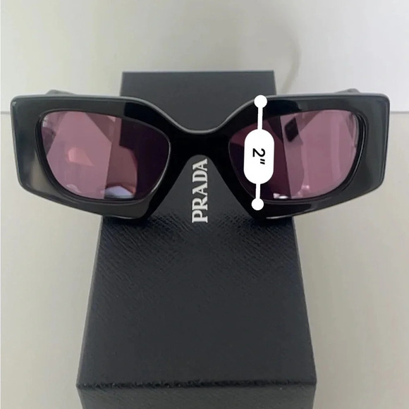 Prada Geometric Black Frame Violet Lens Women’s Sunglasses - Picture 6 of 8